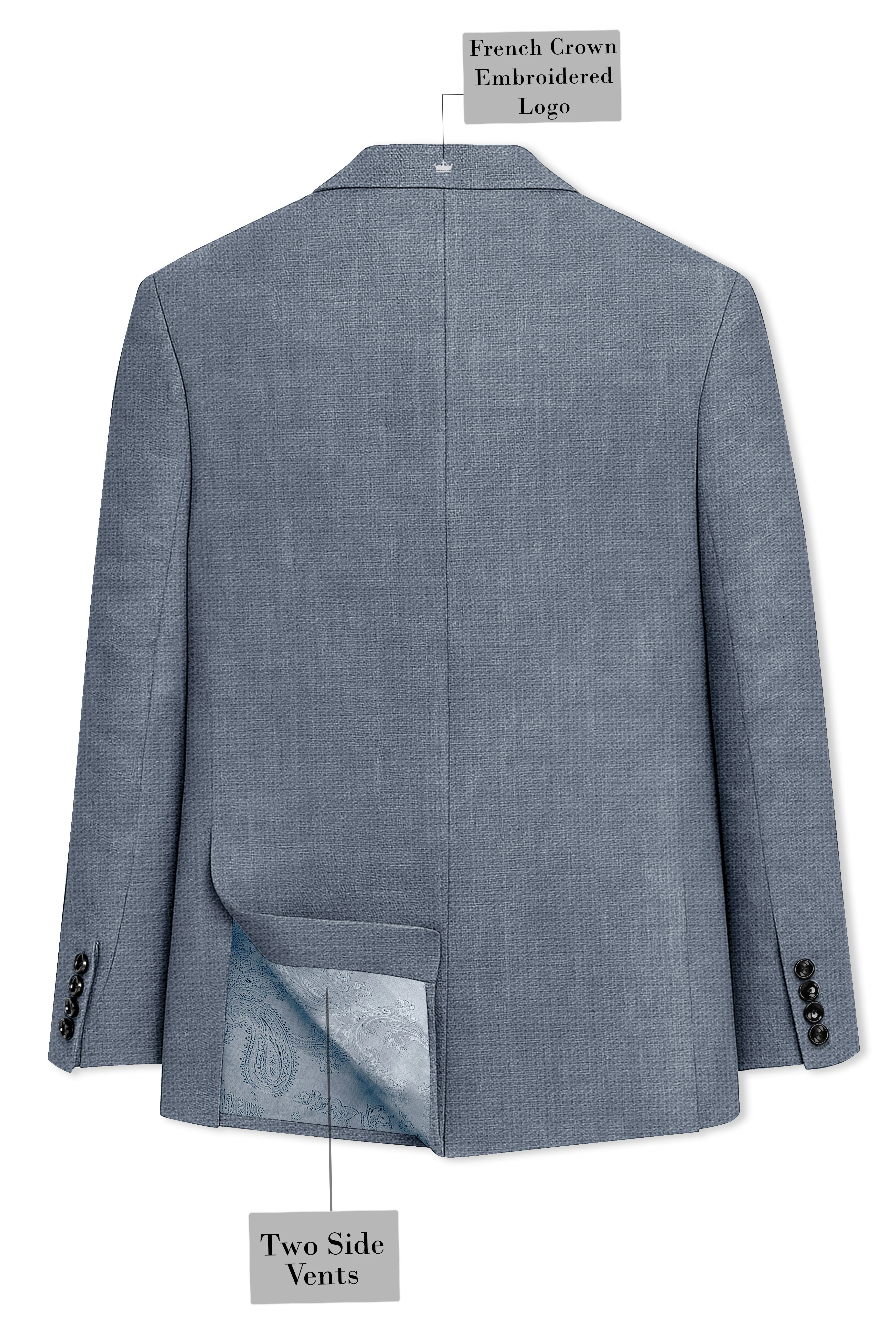 Azurven-Cadet Blue Luxurious Linen Single Breasted Sports Suit - Image 9