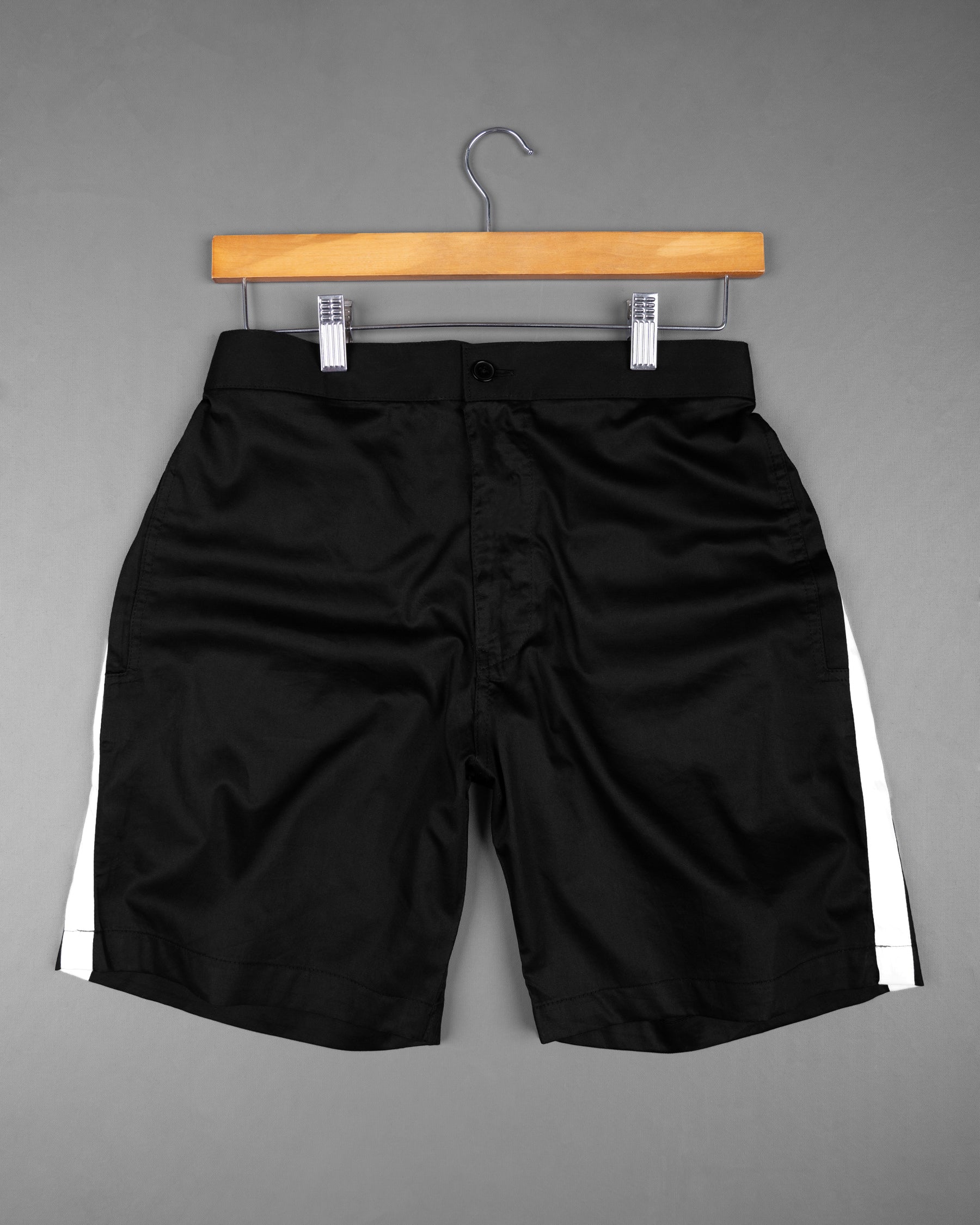 Jade Black with White Striped Super Soft Premium Cotton Designer Shorts - Image 4