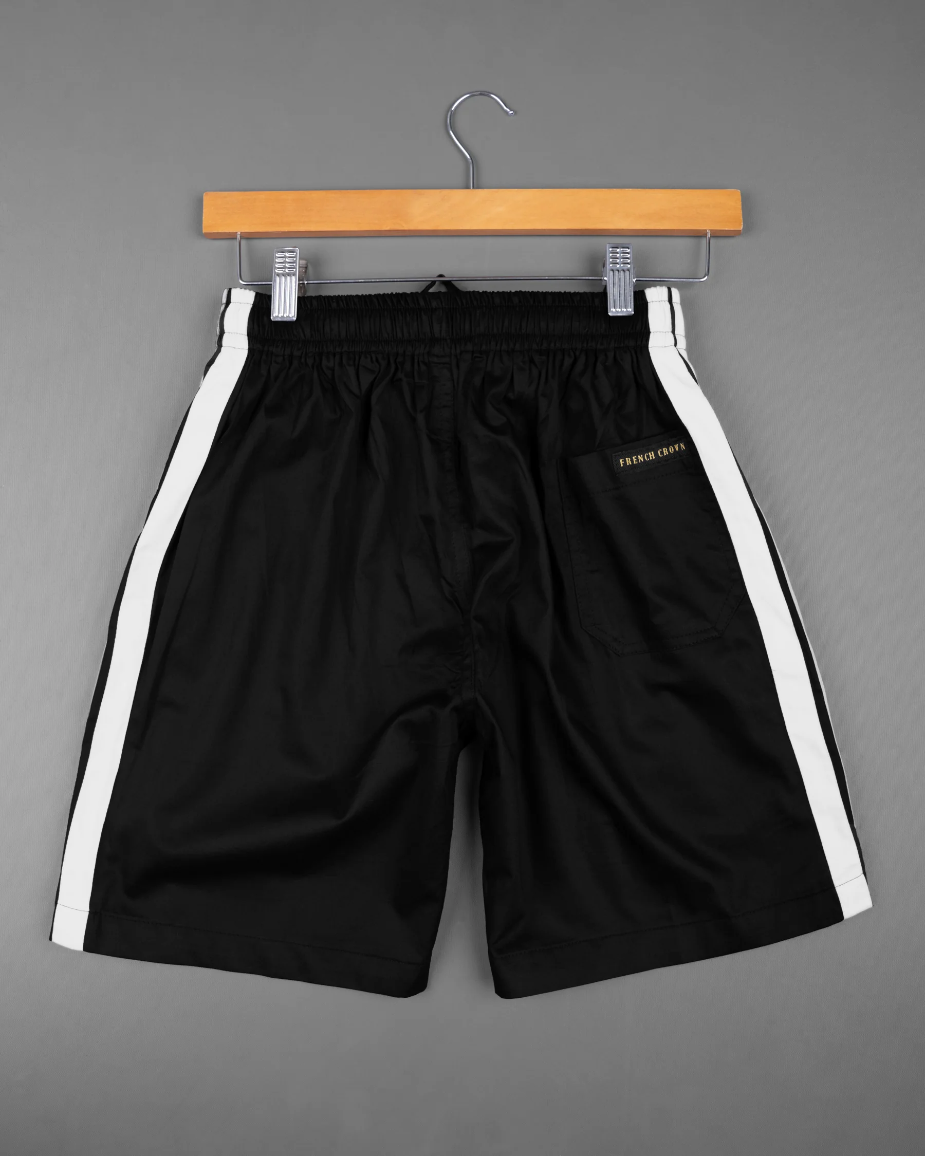 Jade Black with White Striped Super Soft Premium Cotton Designer Shorts - Image 5