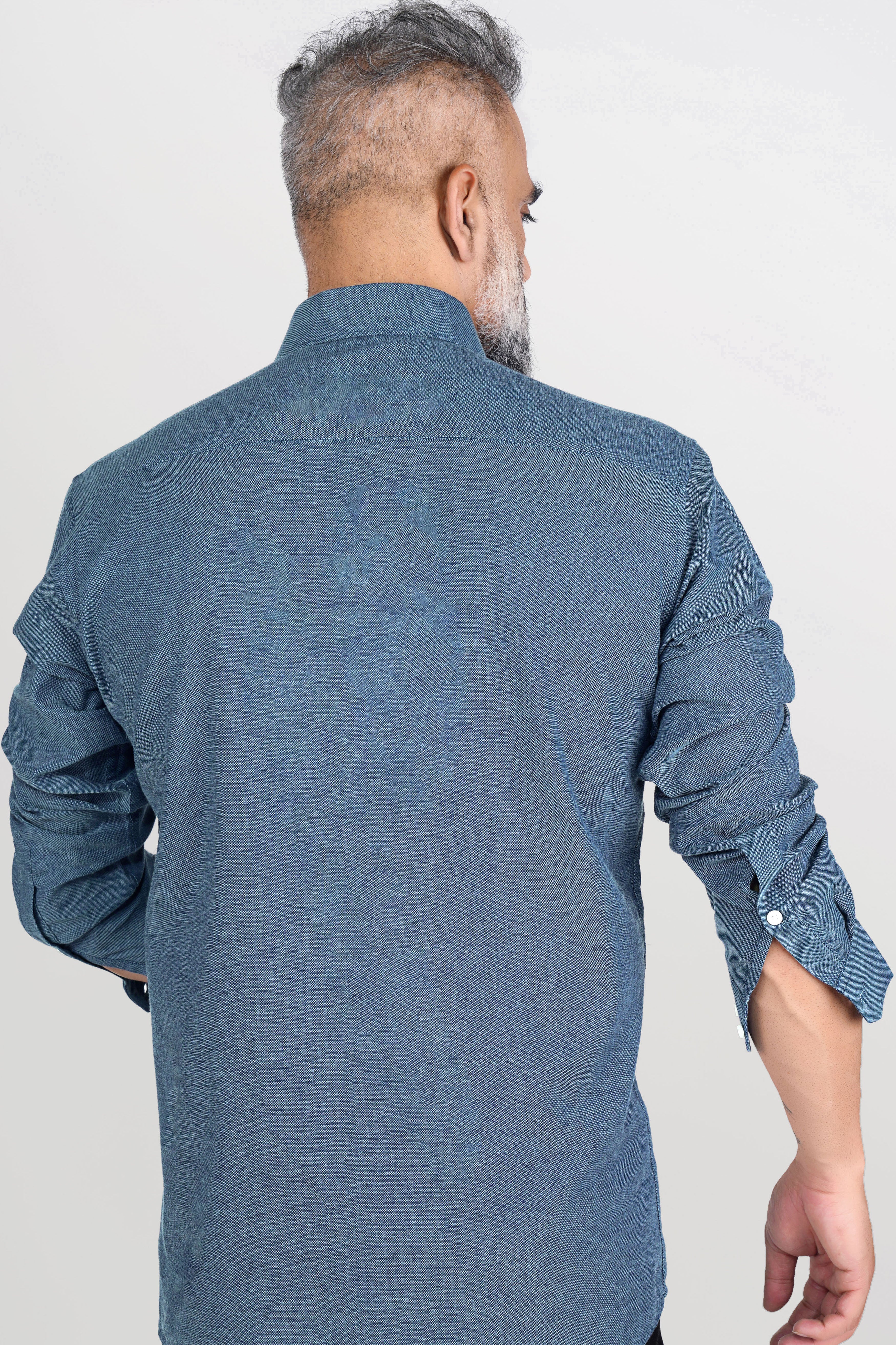 Kashmir Blue Luxurious Linen Shirt - Image 8