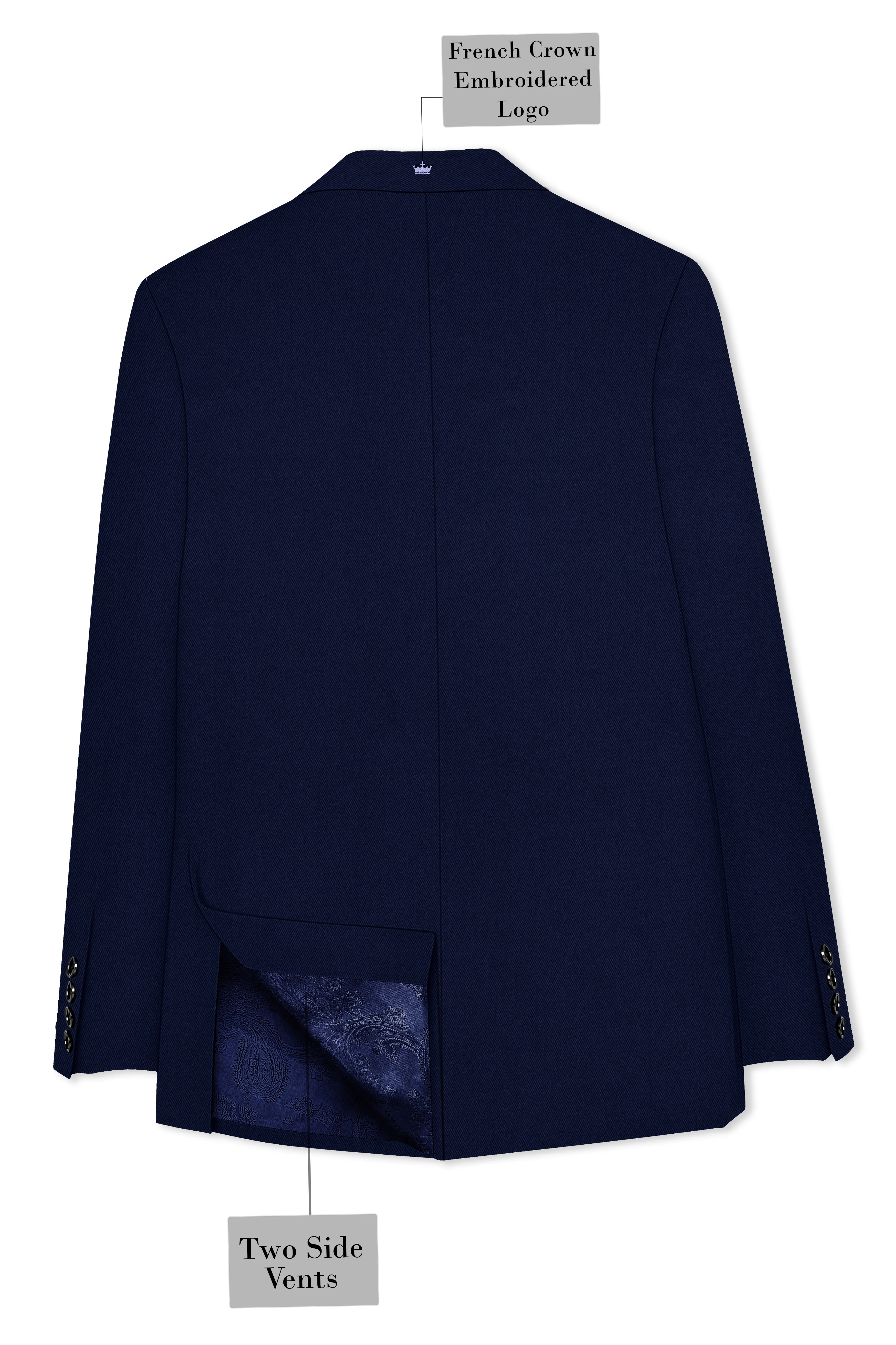 Mirage Blue Wool Rich Double Breasted Blazer - Image 8
