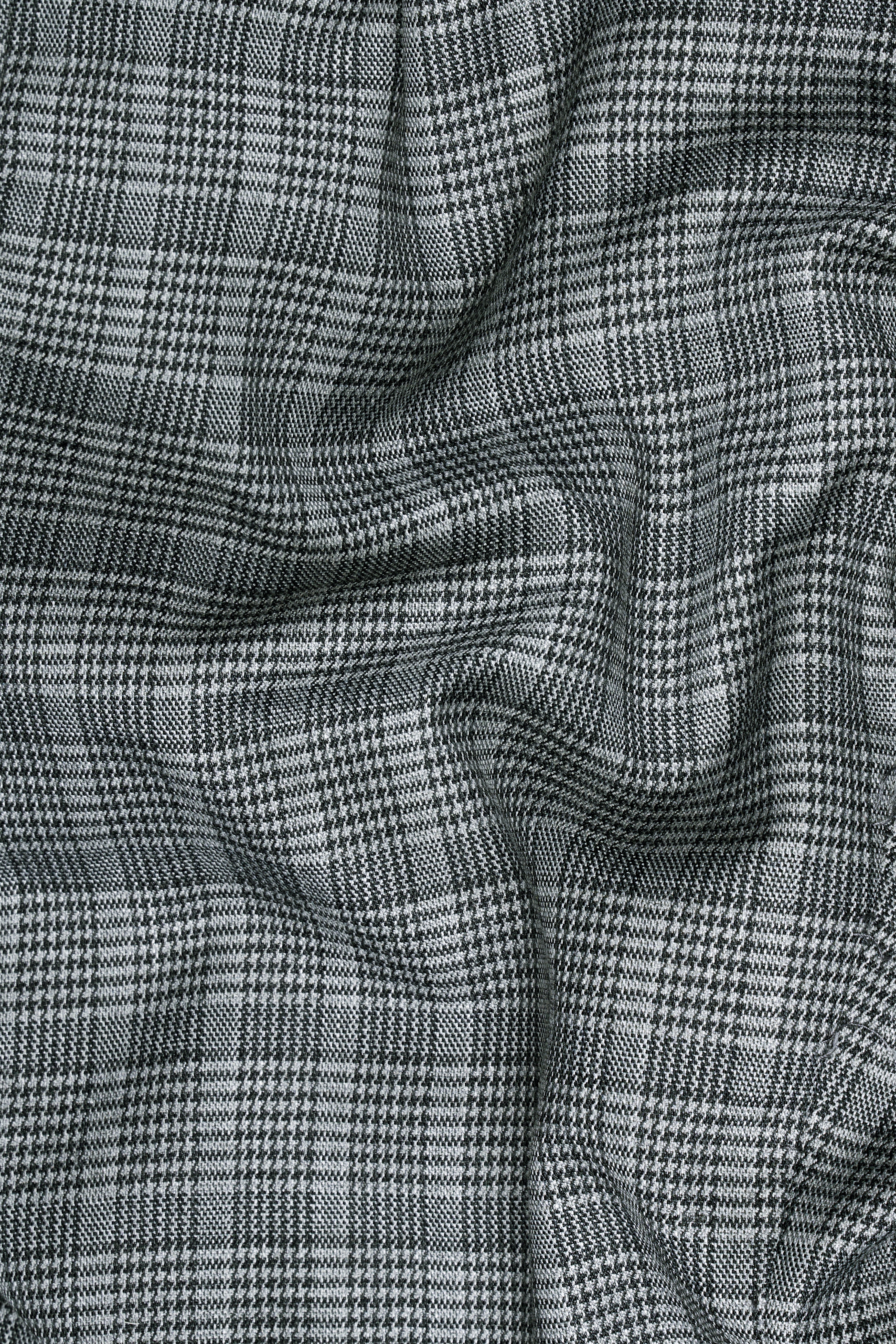 Oslo Gray Checkered Wool Rich Stretchable Traveler Waistcoat - Image 3
