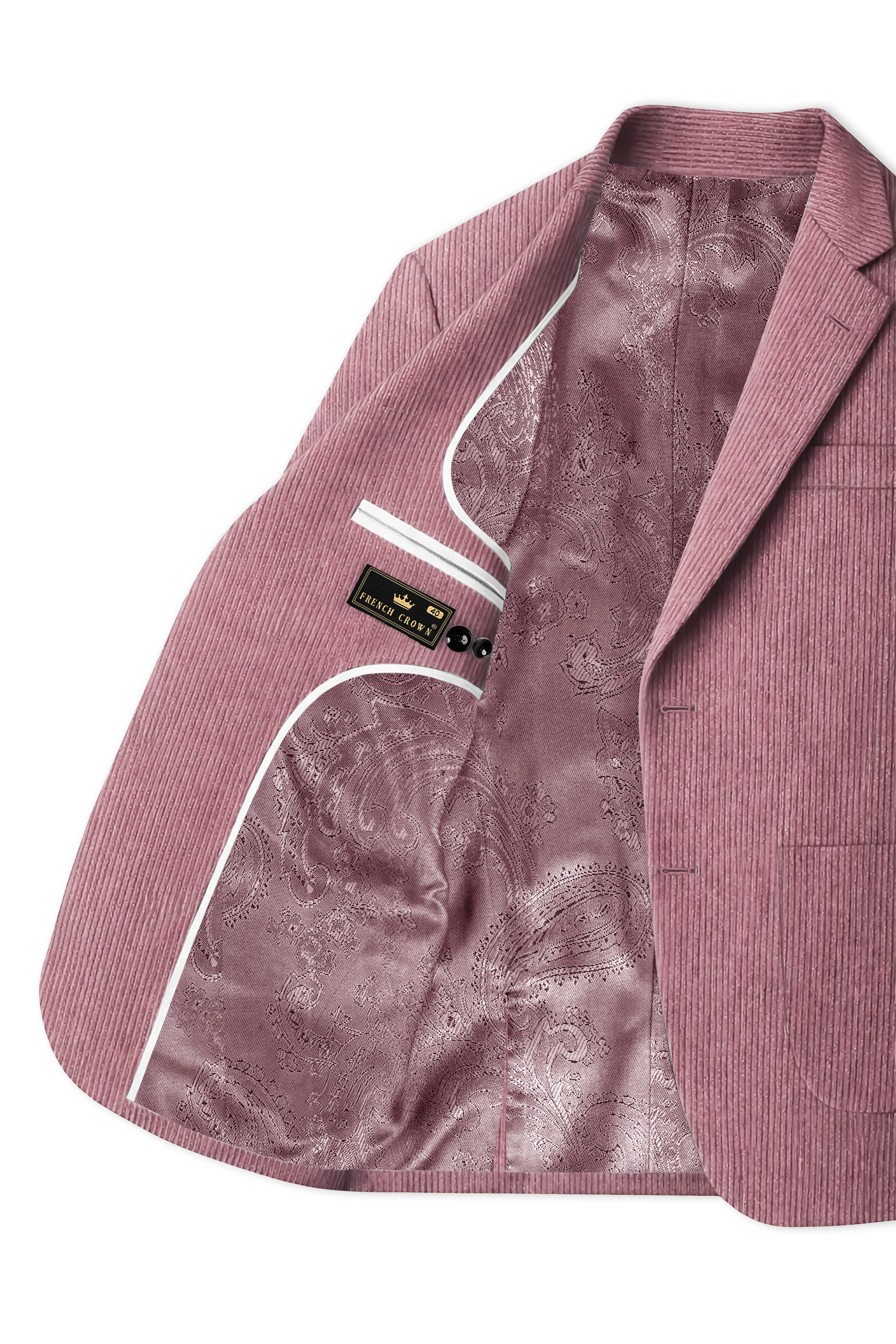 Petalux-Oriental Pink Corduroy Single Breasted Sports Blazer - Image 6