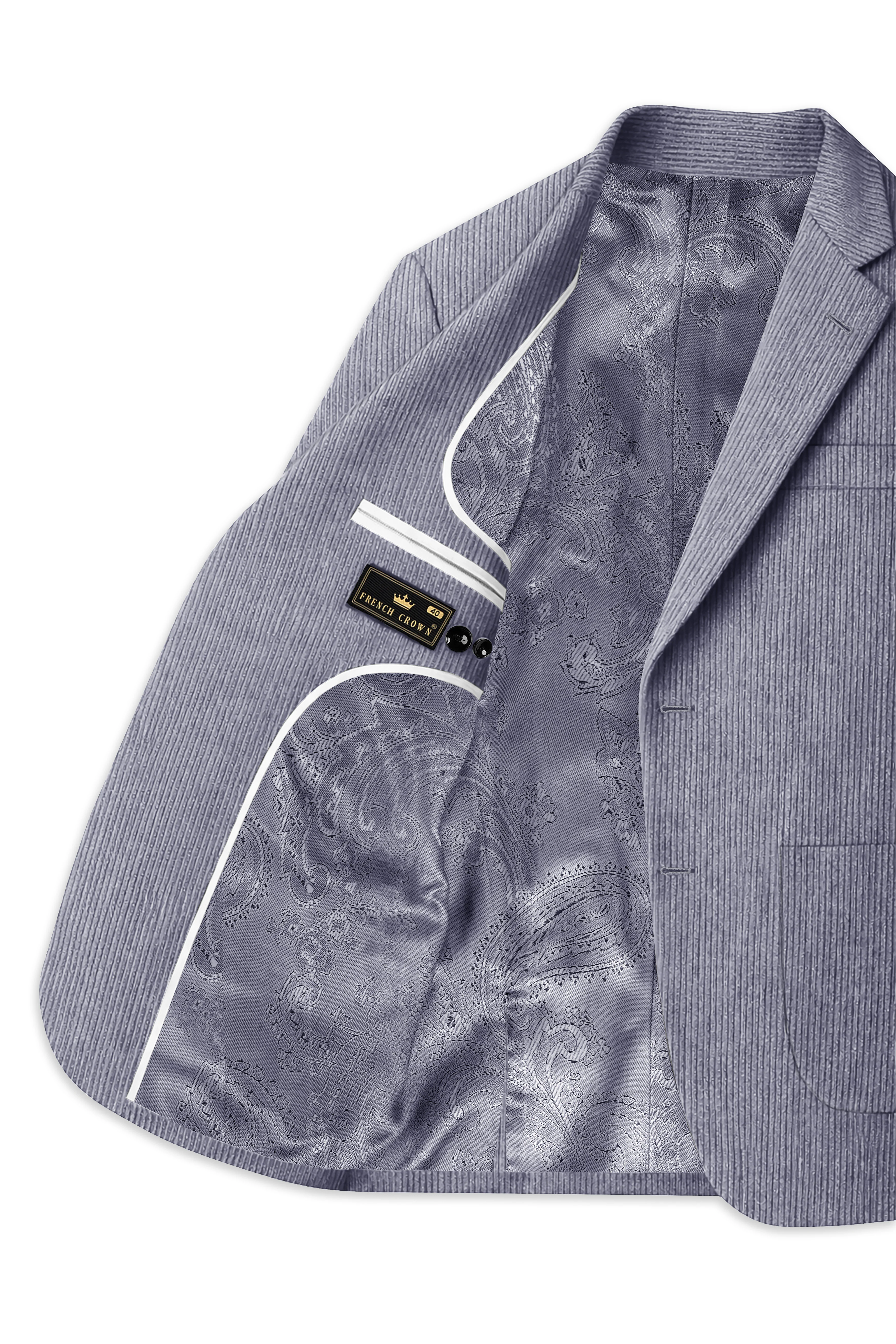 Ribvoro-Topaz Gray Corduroy Single Breasted Sports Blazer - Image 6