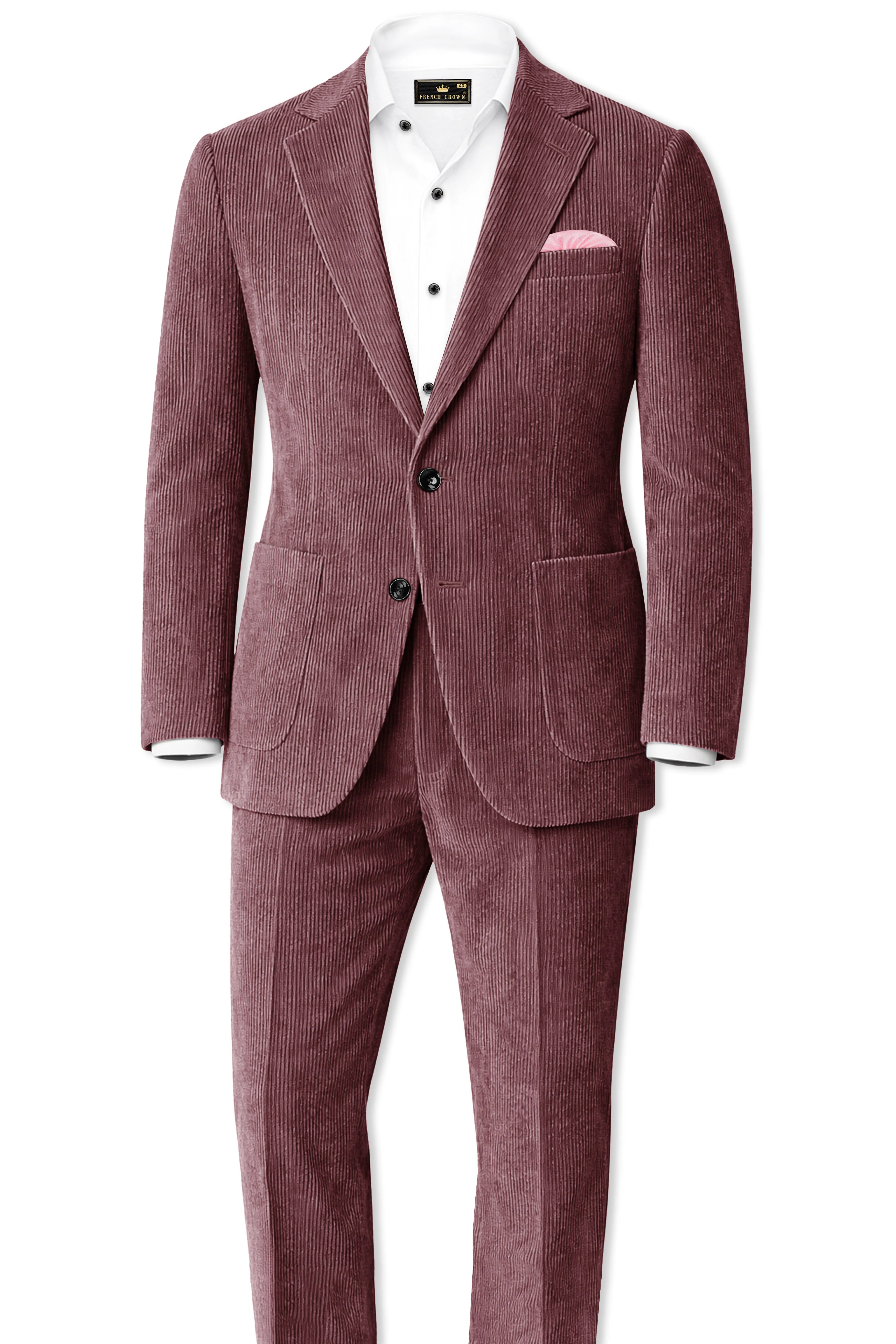 Tauzen-Rose Taupe Pink Corduroy Single Breasted Sports Blazer - Image 10